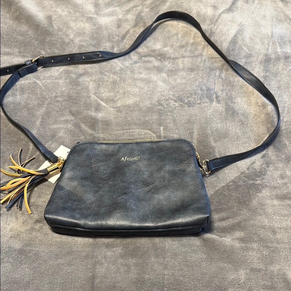 Navy leather crossbody